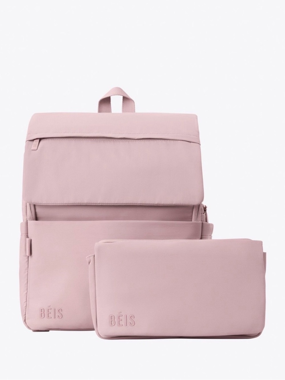 BEIS Pink diaper Backpack with Matching Pouch